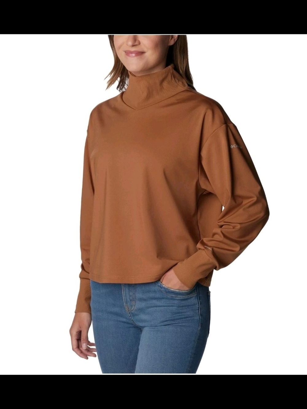Columbia Uphill Edge Turtleneck Top In Camel Brown Size Large